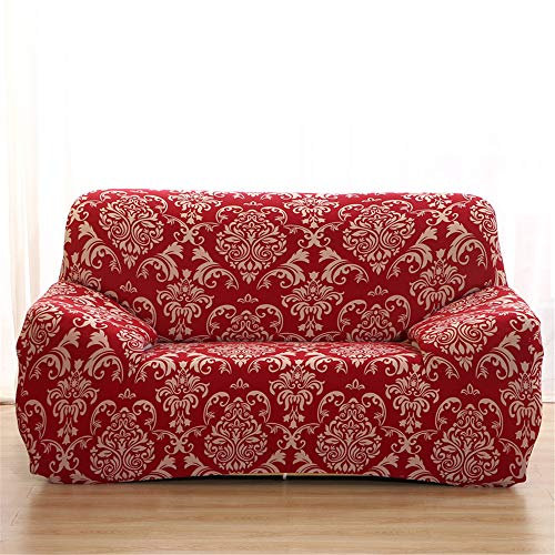 Surwin Sofabezug Sofa Überwürfe 1 2 3 4 Sitzer, Muster Elastische Universal Sofahusse Sofa Abdeckung Stretch Schonbezug Couchbezug für Armlehnen Sofa (rot,3 Sitzer (190-230cm))
