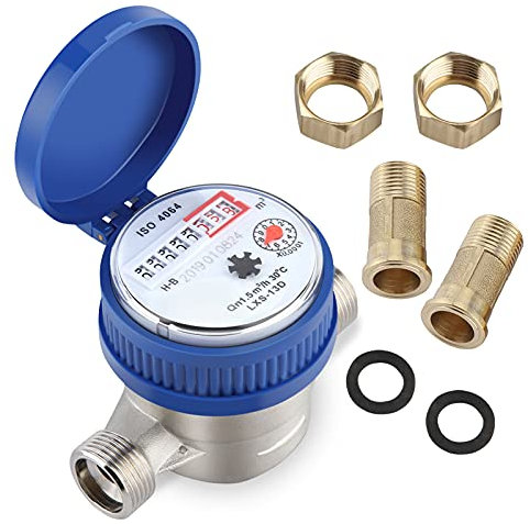 Garten Wasserzähler Kupfer 1.5m3/h -4℃ Mechanischer Wasserzähler 15mm 1/2 Zoll Wasserstandsanzeiger