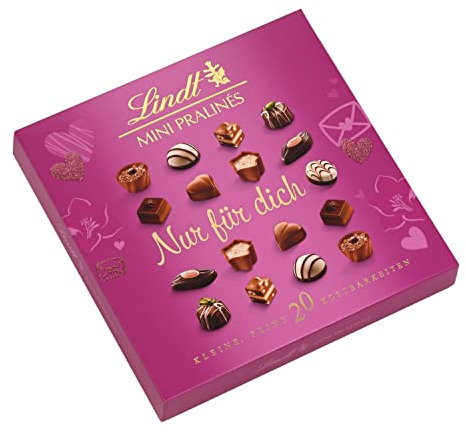 Lindt Schokolade - Mini Pralinés Emotional Edition mit persönlicher Botschaft (Nur für dich) | 100 g | Rosa Pralinen-Schachtel mit je 20 Pralinen in 9 Sorten | Pralinengeschenk | Schokoladengeschenk