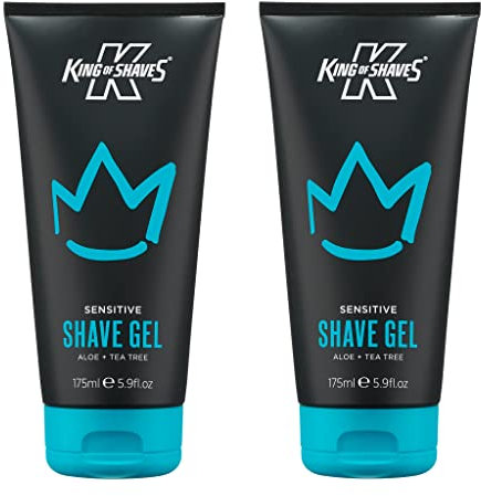 King of Shaves Sensitive Shaving Gel, Low Foam for a Refreshing and Precise Shave, Shave Gel For Men, 2 x 175ml