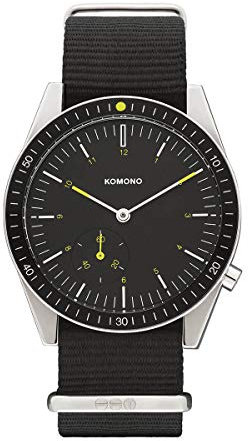 KOMONO Ray Legacy NATO Black Japanische Analoge Quarzuhr für Herren mit Recycelter Gurtband