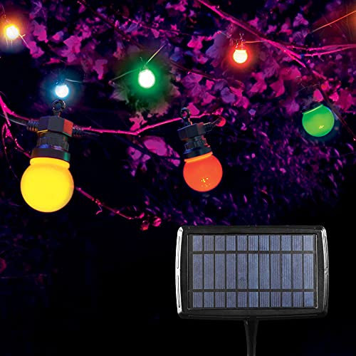 SKYLANTERN Guirlande Solaire Extérieur 10M Multicolore +3M de câble - Guirlande Lumineuse Exterieure Solaire 10 Bulbes Multicolore - Guirlande Guinguette Exterieur pour Deco Jardin Exterieur