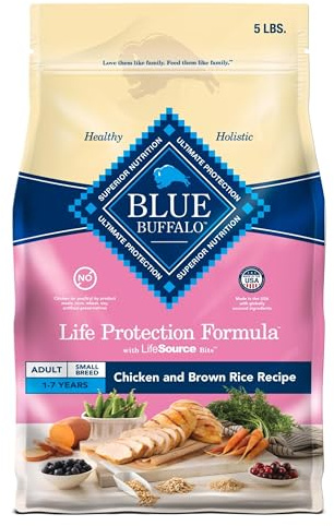 Blue Buffalo Life Protection Formula Adult Small Breed Dry Dog Food, Supports High Energy Needs, Made with Natural Ingredients, Chicken & Brown Rice Recipe, 5-lb. Bag