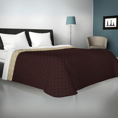Viterbo Biancheria - Trapunta Matrimoniale Estiva e Primaverile Leggera Double Face, Copriletto 250x250cm Made in Italy (881, Beige/Marrone)