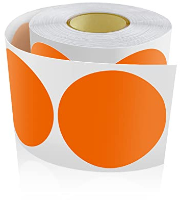 Round Stickers 50 mm Circle Labels Colour Coding Dot Vinyl Floor Sticker Waterproof Removable Roll of 200 Fluorescent Orange