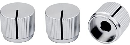 Guyker 3Pcs Guitar Aluminum Flat Top Control Knobs Dia. 6mm(0.24) Shaft Pots - Dome Tuning Potentiometer Knob Replacement Part for Electric Guitar or Precision Bass, chrome