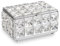 SUMNACON Joyero de cristal para joyas, rectangular, plateado, caja de almacenamiento con tapa, para pendientes, anillos, collares