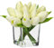 14 Flores Artificiales en jarrón de Tacto Real, Tulipanes Falsos en Cubo, jarrón de Cristal con Agua sintética, Ramo de Tulipanes sintéticos Blancos para el hogar, Oficina, Boda