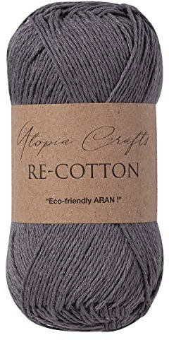 Utopia Crafts Re-Cotton Knitting Yarn, 100g Storm Grey