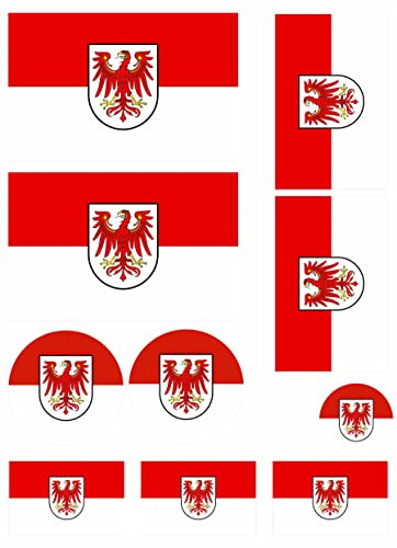 Daged Brandenburg Flaggen Fahne Set 11 Stück Aufkleber selbstklebend Sticker - FS