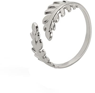 kkjoy Blattring Edelstahl Natur Pflanze Serie Ring Verstellbare Offene Fingerringe Ast Ring Blätter Wrap Fingerring Schmuck für Frauen Mädchen