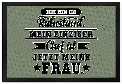 speecheese Rente Fußmatte XL in 40x60 cm EIN dekorativer Fußabtreter für Deine Wohnungstür Ich Bin im Ruhestand Mein einziger Chef ist jetzt Meine Frau Ruhestand Türmatte lustig