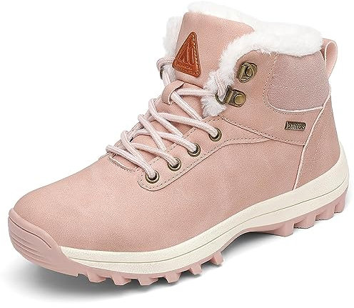 Mishansha Stivali da Neve Uomo Inverno Scarpe Pelliccia Donna Caldi Scarponcini Trekking Imbottiti Impermeabili Rosa 40