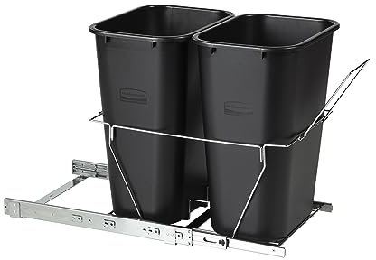 Rubbermaid in- Cabinet Pull-Out Waste Trash Can and Recycling Bin, Black