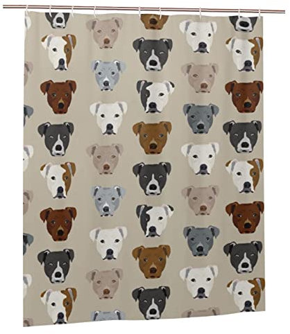 Grati Pitbull Duschvorhang für Badezimmer, personalisierbar, lustig, mit Kunststoffhaken, Heimdekoration, Geschenk, 152,4 x 182,9 cm