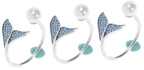 ifundom 3stücke Mermaid Damen Adjustable Sterling Silber Mit Meerjungfrauenmuster Für Frauen Elegant Verstellbar Komfortabel Für Jede Gelegenheit