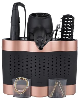Minky Styling Dock - Silicone Mat Hair Tool Storage, Multipurpose Hair Dryer Holder, Bathroom Organiser Storage, Heat Resistant, Portable, Cable Management, Choice of Colours (Rose Gold & Black)