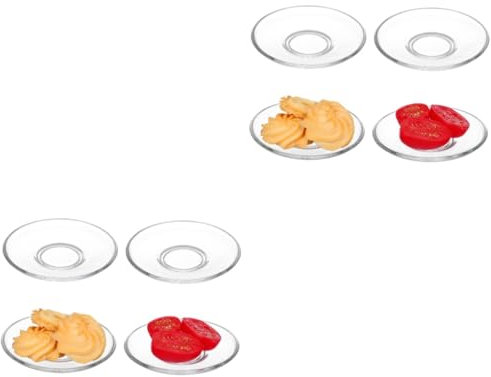 MAGICLULU 8 Piezas plato de cristal platos de café transparentes platillos de taza de café té taza de expreso ornamento platos de aperitivos decorativos platos de café redondos Reutilizable