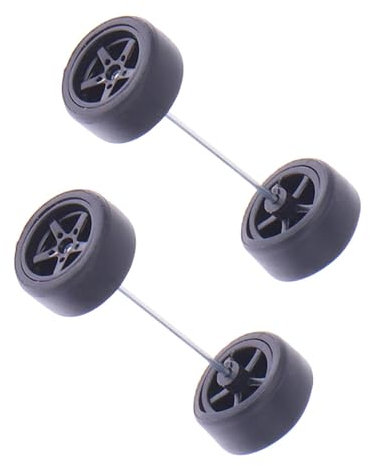 perfk 1: 64 Ruote e Pneumatici Set di Ruote Modello Resistente all'Usura Ruote di Veicoli Pneumatici modificati Pneumatici per Auto RC per Modelli di Auto, Nero