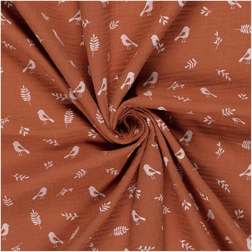Musselin-Stoff Vögel ab 50x130cm 15 Farben Oeko-Tex Double Gauze Windeltuch Mulltuch