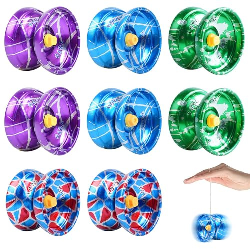 Hojalis Metal Yoyo, 8 Pcs Responsive Yoyo for Beginners, Trick Yoyo Professional, Yoyo Kids, Stable and Sturdy String, Colorful Yoyo Ball, Yo Yos Multi Pack, Magic Yoyo for Yoyo Party Favors