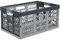 homesti Klappbox 45 L bis 50 kg, 1er Set, 54 x 36 x 28 cm, Einkaufskorb in Silber, stabil, faltbar, Soft-Touch Griffe, lebensmittelecht, pflegeleicht