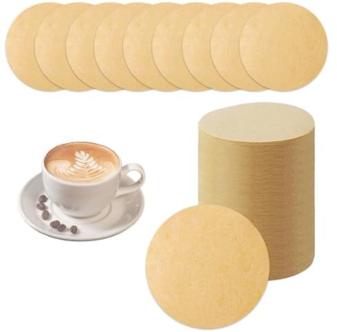 600 Stück Kaffeefilterpapier, ungebleichte Kaffeefilter, runde Papierfilter für Kaffeemaschinen, Filterpapiere 64 mm, kompatibel mit Aeropress-Kaffeemaschinen (Burlywood)