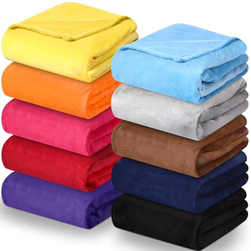 Panitay Fleece-Überwurfdecke, 127 x 152 cm, gemütlich, flauschig, Flanell, Plüsch, weiche Decken für Sofa, Bettüberwürfe für Couch, warme Flanelldecke für Obdachlose (schicke Farbe), 10 Stück