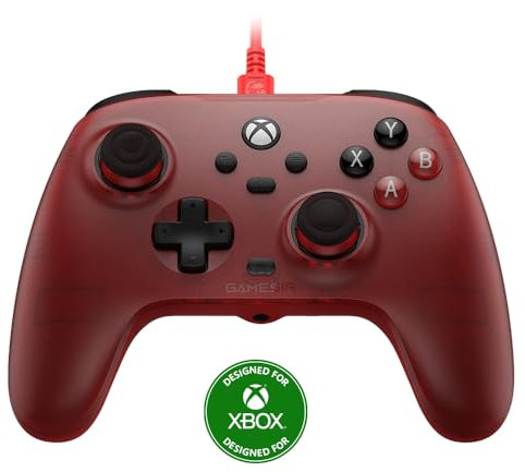 GameSir T7 Manette filaire pour Xbox Series X|S, Xbox One et Windows 10/11, manette de jeu Plug and Play avec joysticks à effet Hall/déclencheur Hall, prise audio 3,5 mm – Rouge