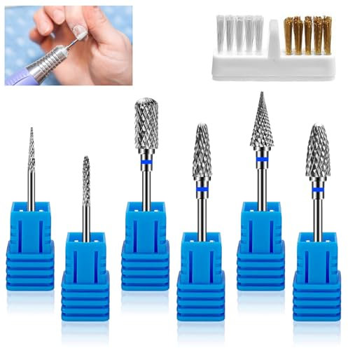 Nagelfräser Bits, 6 Stück Nagelbohrer-Set, Nagelfräser Aufsätze Professioneller für Maniküre Pediküre, Legierter Wolframstahl Bits (StilA)