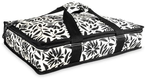 Steel Mill & Co Casserole Carrier for Hot or Cold Food, 9x13 Insulated/Thermal Dish Bag with Handle, Portable Casserole Warmer, Hand Drawn Black Floral