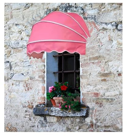 YCOVSFP Fenstermarkise, Türmarkise, Dekorative Türmarkise, Faltbare Kuppelmarkise Aus Segeltuch for Wohn- Und Geschäftsräume, Deck, Balkon, Terrasse(Pink,125CM)