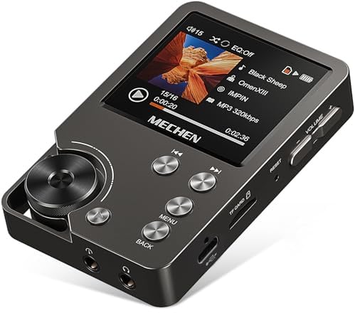 MECHEN M30 Lettore MP3 64GB, Hi Res Lettore FLAC Audio Digitale ad alta Risoluzione DSD Senza Perdita, Doppio DAC CUE Equalizzatore Rotella di Scorrimento, Memoria Espandibile a 256GB (Gray-US)