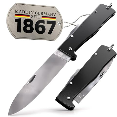 DIYexpert Outdoor-Messer MERCATOR Schwarz | [Klinge Edelstahl] | Klappmesser Made in Germany | Ideal als Taschenmesser oder Jagdmesser