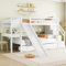 Azkoeesy Kinderbett, Etagenbett 90 x 200 cm, mit Rutsche, Treppen, 2 Schubladen, 4 Staufächer, Schreibtisch mit Schublade und Ablage, multifunktionales Kinder-Etagenbett für 2 Kinder (weiß)