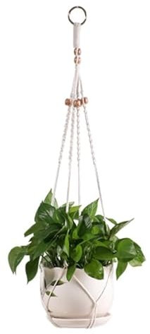 eModwey Colgante de Maceta de Cuerda de Algodón Estilo Bohemio para Decoración de Interiores y Exteriores, Ideal para Techos, Balcones y Terrazas, Resistente y Duradero, 85 cm de Largo