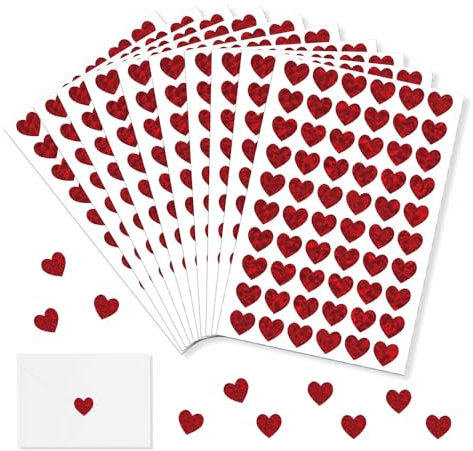 YZROHYI 1200 Stück,Aufkleber Herz Liebe,Glitzer Herzen Selbstklebend,Stickerbogen Herzen Sticker Gesicht,GäStebuch Sticker Scrapbooking Liebe,Sticker für HandyhüLle Herz,Sticker Liebe für fotoalbum