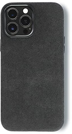 ALTRAALMA Alcantara Hülle kompatibel mit iPhone 14 Pro, Kompatibel mit Mag-Safe Wireless Charging, für Alcantara Full-Wrap Handytasche (für iPhone 14 Pro, Schwarz)