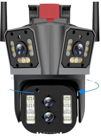 Videocamera Sorveglianza, Telecamera di protezione di sicurezza da 16MP 6K Telecamere di sorveglianza Telecamera di sicurezza esterna senza fili con zoom 10X Telecamera IP PTZ a quattro obiettivi a 36