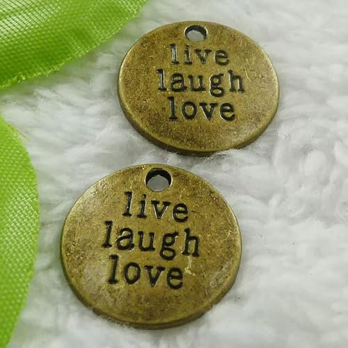 120 Stück bronzefarbene Live Laugh Love 20mm B773