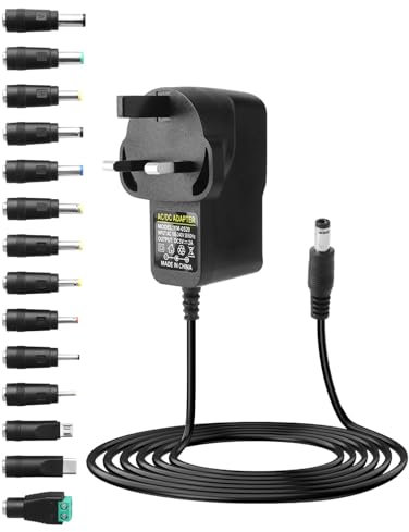 5V 2A AC to DC Adapter Charger 10W AC 100-240V Power Supply Adapter with 14 DC Connector Universal Power Adapters Transformer Plug for Router Cameras Speakers LED Strip Light TV Boxes Audio Video