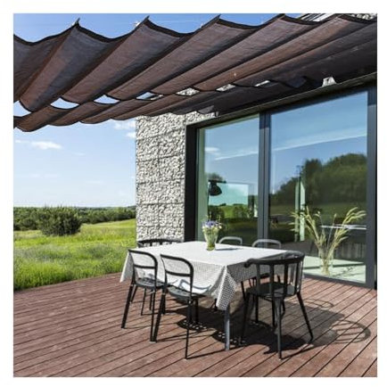 Auvent rétractable en forme de U pour balcon, terrasse et pergola, 3 x 9 m, résistant aux intempéries et aux UV, installation facile, design élégant