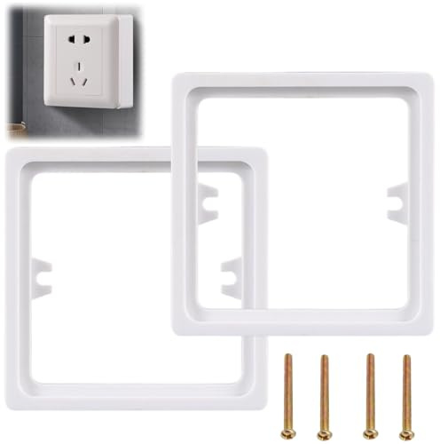 2PCS White Light Switch Spacer,Socket Spacer,86-Type Pattress Box Extenders,Electrical Socket Spacer,10mm Spacers with 40mm Screws,Socket Surround Plate,Wall Plate Spacer for Light Switch Back Box