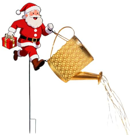Weihnachts-Solarleuchten im Freien, Urlaub Garten , Weihnachtsmann Solar Gießkanne Außenleuchten, für Hof Rasen Weg Terrasse Landschaft Party Geburtstag