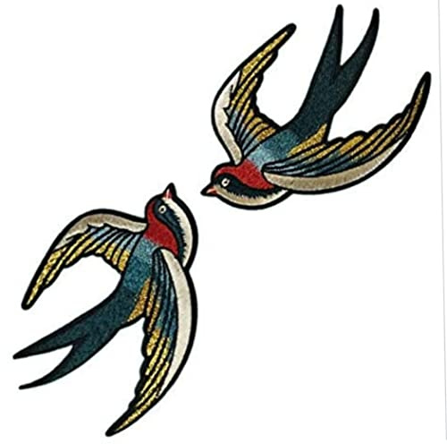 Gestickte Patches Retro Schwalben Vögel Eisen auf Patches DIY Nähen Aufkleber für Kleidung 1 Paar Schwalben Eisen auf Patch
