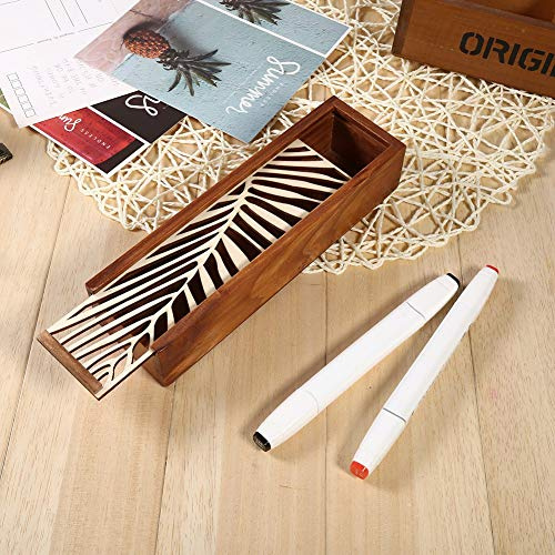 KIMISS Aufbewahrungsbox für Bleistifte aus Holz – Schreibtisch-Organizer für Schule und Büro, Langlebiges Design für den Persönlichen Gebrauch und den Gebrauch von Accessoires (#02)