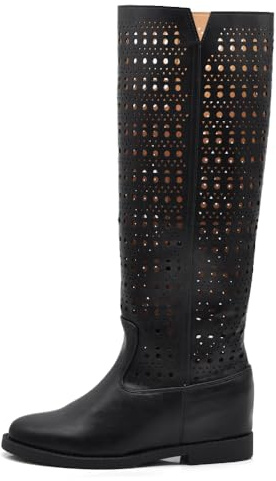 IF Fashion Stivaletti da Donna Zeppa Interna Traforati Primaverili Estivi Camoscio LY81-1