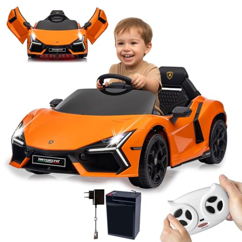 JAMARA 461887 Ride-on Lamborghini Revuelto 2,4GHz Li-Power 12.6, Elektroauto für Kinder ab 3 Jahre, Kinderauto elektrisch, Lenkrad Fahrzeug, Geschenkidee, Licht, Transportrollen
