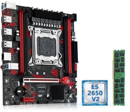 Motherboard Scheda madre Fit For MACHINIST X79 con processore CPU Intel Xeon E5 2650 V2 LGA 2011 + RAM DDR3 1 * 16 GB, supporto slot M.2 NVME(Motherboard+CPU)