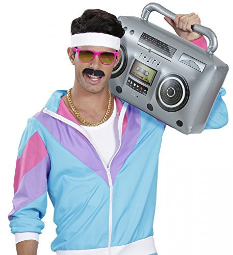 shoperama 80er Jahre Retro Ghettoblaster 50 cm Kofferradio aufblasbar Radio Hiphop Radiorekorder